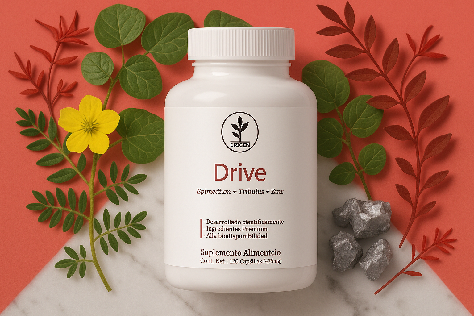 Erigen Drive - Optimización Función Sexual Masculina y Femenina | Tribulus + Zinc + Epimedium